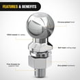 thumbnail image 3 of Nilight 2-5/16-Inch Diameter Chrome Trailer Hitch Ball, 15,000 lbs, 1-1/4 x 2-5/8-Inch Shank Universal Fit,Gray, 3 of 9