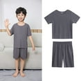 thumbnail image 2 of EnJoCho Girls Cotton Pajama Set 2 Piece Short Sleeve Top Wide Leg Pants Sleepwear Loung𝖾wear Soft Comfy P𝖩s Nightwear Outfit Kids P𝖩s, 2 of 9