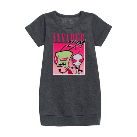 

Invader ZIM - GIR and ZIM - Retro Style - Toddler And Youth Girls Fleece Dress