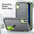 thumbnail image 6 of for iPhone XR Case,iPhone XR Phone Case with Built in Kickstand, Shockproof/Dustproof/Drop Proof Military Grade Protective Cover for Apple iPhone XR 6.1"(Grey/Green), 6 of 14