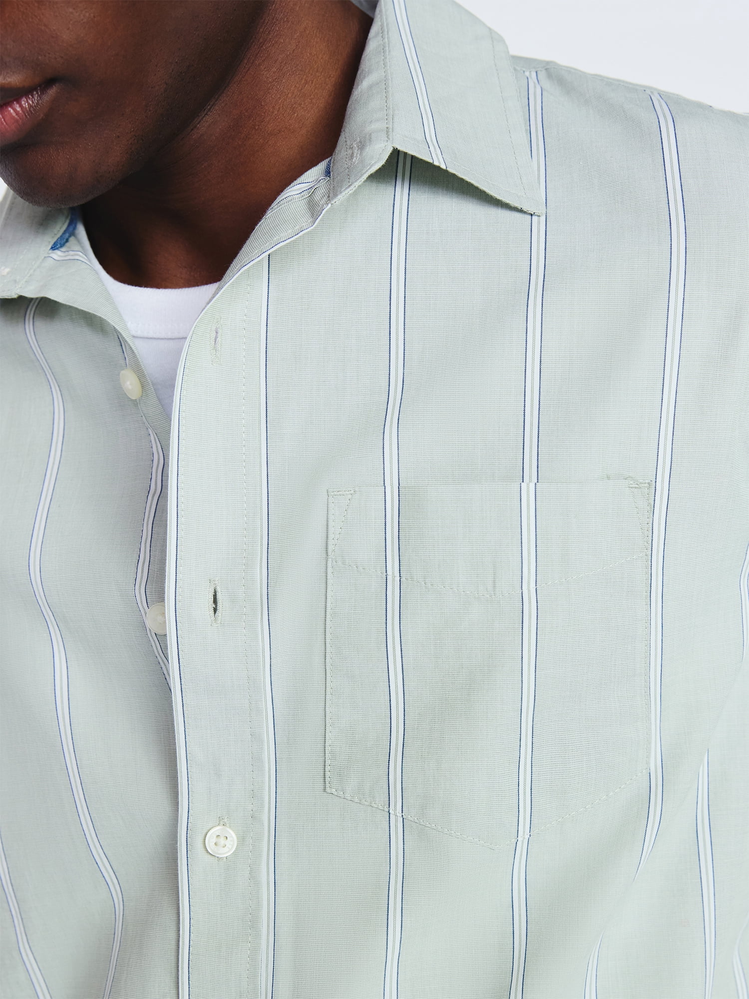 Free Assembly Men's Cotton Poplin Button Front Shirt with Long Sleeves, Sizes S-3XL