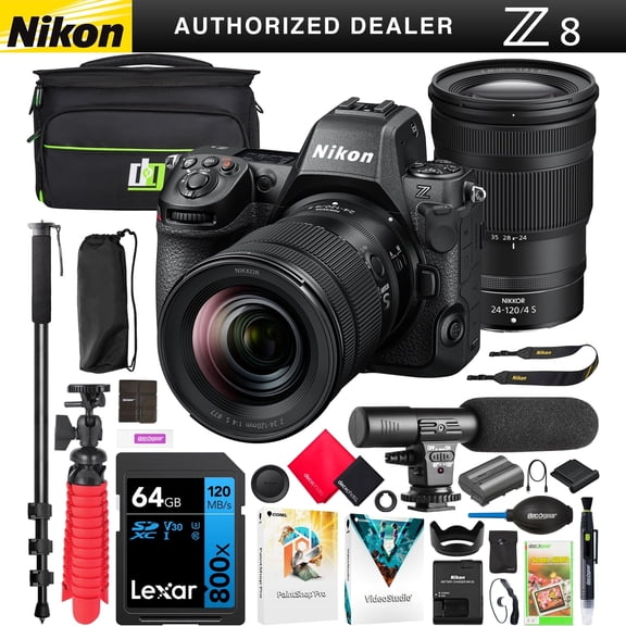 Nikon Z8 Professional Full Frame Mirrorless 8K Video & Stills Hybrid FX Camera w/ 24-120mm F4 S Zoom Lens Bundle   Deco Gear Bag   Microphone   Monopod & Accessories | Official Nikon USA Dealer |