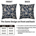 thumbnail image 4 of Vintage Floral Block Print Pillow Covers 16x16 Set of 2 Navy Blue Brown Cream Flower Pattern Rustic Old Style Decorative Throw Pillow Cases Outdoor Farmhouse Decoration for Sofa Couch Bed, 4 of 6