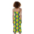 thumbnail image 2 of Purple Green And Yellow Mardi Gras Print Slim Fit Midi Cami Dress, Mardi Gras Fashion Summer Maxi Sexy Casual Dress For Women, 2 of 4