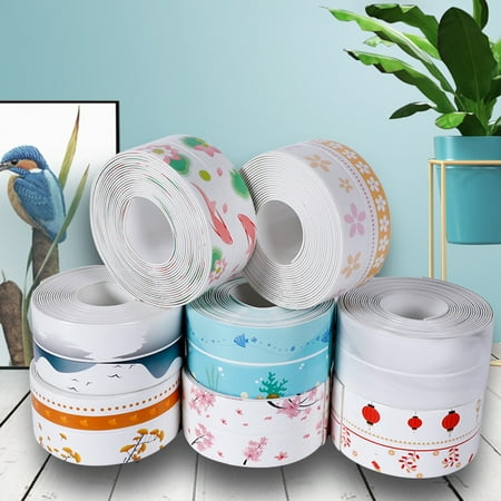 

Riguas Bathroom Waterproof Seam Stickers Luxury Printing Kitchen Stove Sink Stickers Self-adhesive PVC Toilet Seam Patch