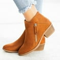 thumbnail image 2 of Juebong Women Shoes Solid Color Casual Minimalistic Mid Heel Pointed Side Zip Ankle Boots,Orange Size 7.5, 2 of 3