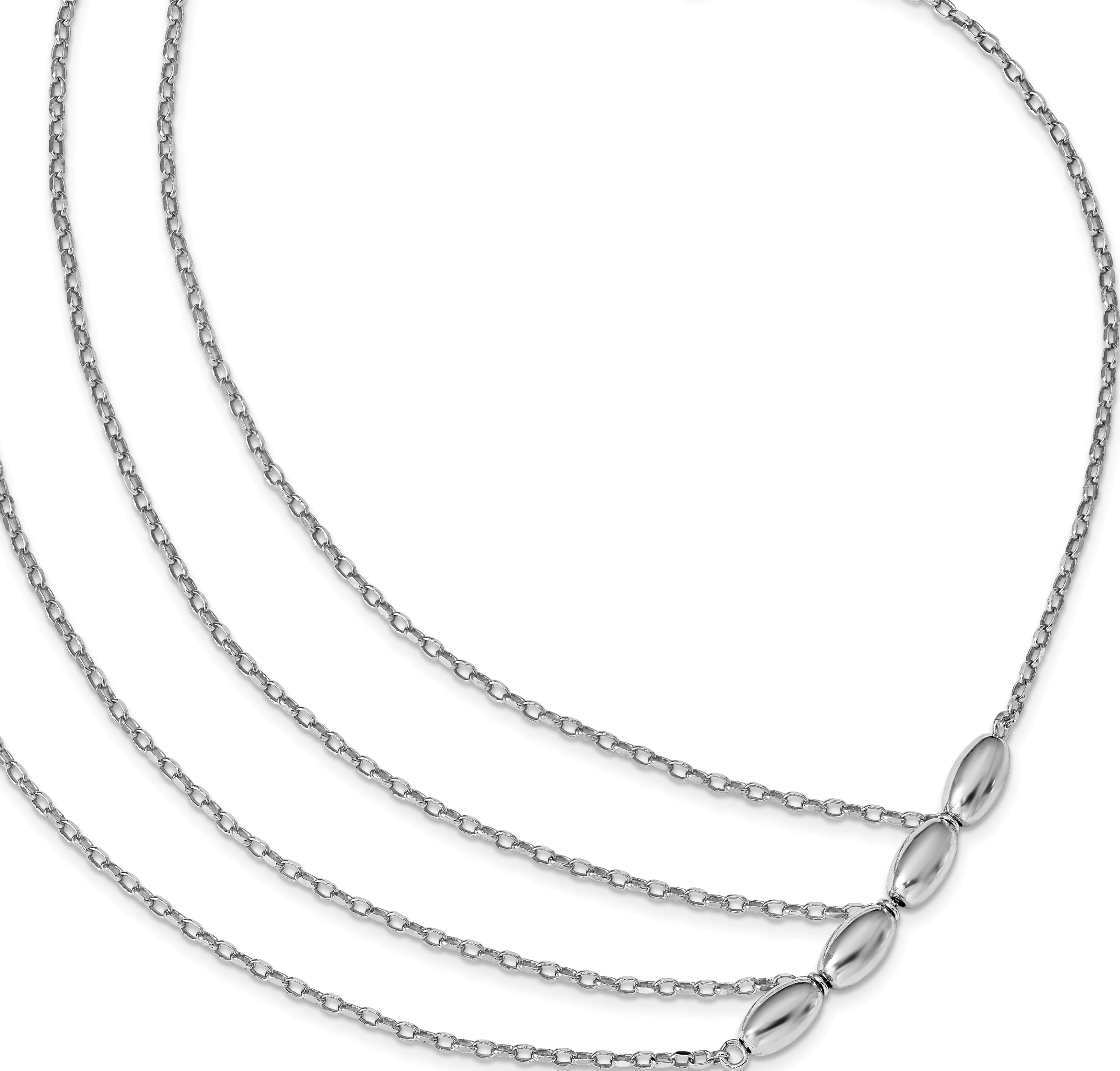 Sterling Silver Jbsp's RhodiumPlated Polished Multistrand Necklace Made In Italy qlf102217