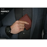 Serman Brands Travel Wallet | RFID Blocking | Bifold Slim Genuine Leather | Thin Minimalist | Front Pocket Wallets for Men | Billfold | Canyon Red
