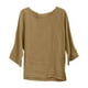 thumbnail image 3 of Tops de otoño,Jersey de cuello redondo y manga 3/4 para mujer, camiseta informal de color liso, 95 % poliéster, 5 % elastano, corte regular, para usar en casa, sopatenor, 3 of 9