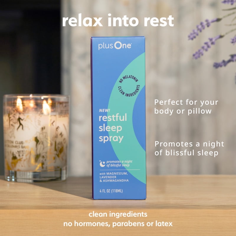 plusOne Blissful Sleep Spray – Magnesium, Lavender & Ashwagandha for Relaxation, Calm & Rest – Hormone-Free, Fragrance-Free, Menopause-Friendly Aromatherapy Mist