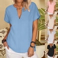 thumbnail image 4 of Pedymaquem Women Summer V Neck T-Shirt Blouse Ladies Short Sleeve Casual Basics Tunic Tops, 4 of 20