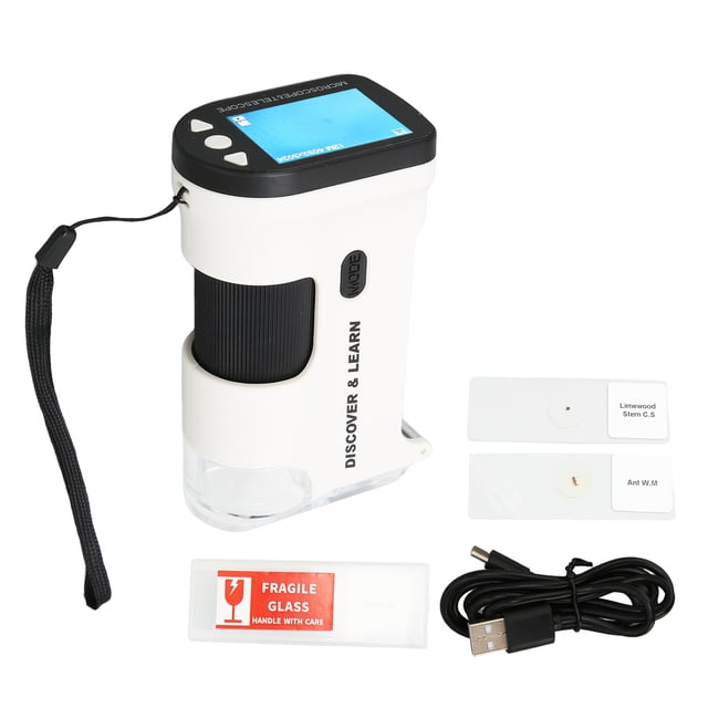 Microscopio de bolsillo 800X 2 pulgadas pantalla LCD a color 2000mAh batería microscopio portátil multifunción para planta moneda de piedra