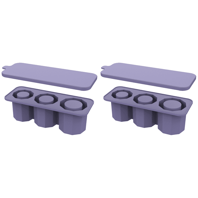 Bandeja para Cubitos Hielo Con Tapa Moldes Silicona Tazas 30 A 40 Onzas () Morado