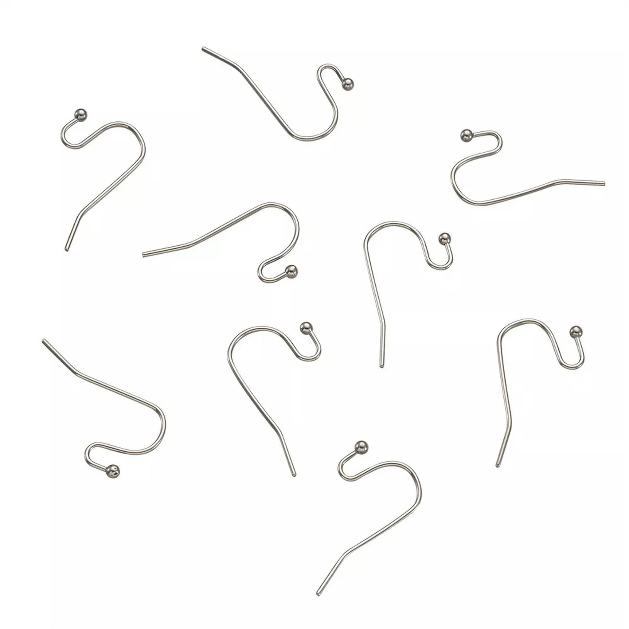 U8MO 200pc 304 Stainless Steel Earring Hooks French Ear Wire Ball End S-Hooks 21x12mm