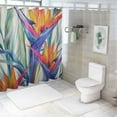 thumbnail image 7 of Orinice Shower Curtain for Bathroom Waterproof Blue Pattern Watercolor Tropical Flowers Palm Leaves Bird Beauty Nature Colorful Exotic Paradise Bath Curtain Polyester Fabric with Hooks  60x72, 7 of 7