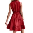 thumbnail image 4 of ZAXARRA Femmes A-Ligne Robe Sans Manches Manches Cou Casual Partie Robe Courte d'Été avec Ceinture, 4 of 5