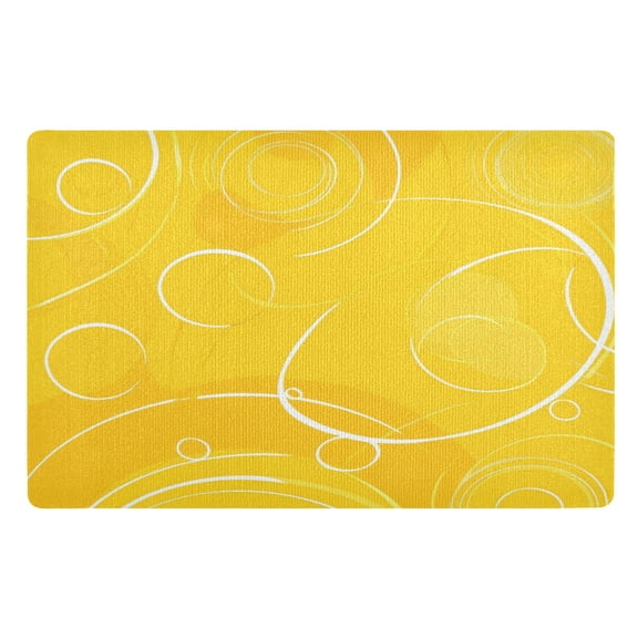 Yellow Circles and Lines Doormat 32x20 inch Non Slip Doormat Absorbent Welcome Mat Indoor Doormat for Bedroom Living Room