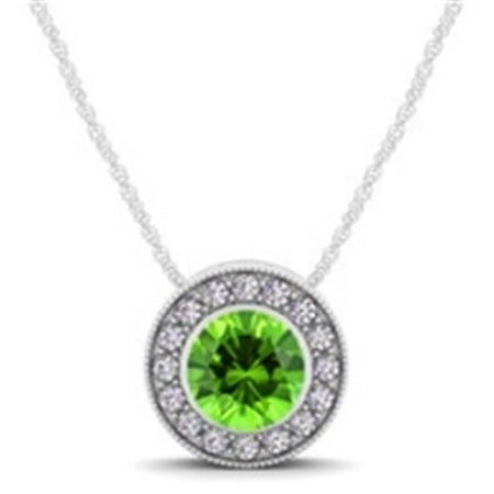 UB-P-1371-Per-14kW-2 Elegant Color & Diamond Circle Pendant, Light Green - 2 Size