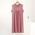 thumbnail image 2 of Tnhcen Women's Sleeveless Round Neck Solid Color Button Front Modal Cotton Polyester Blend Nightgown Pajama Sleepwear for Women XL 2XL Plus Size Loungewear Home Wear, 2 of 5