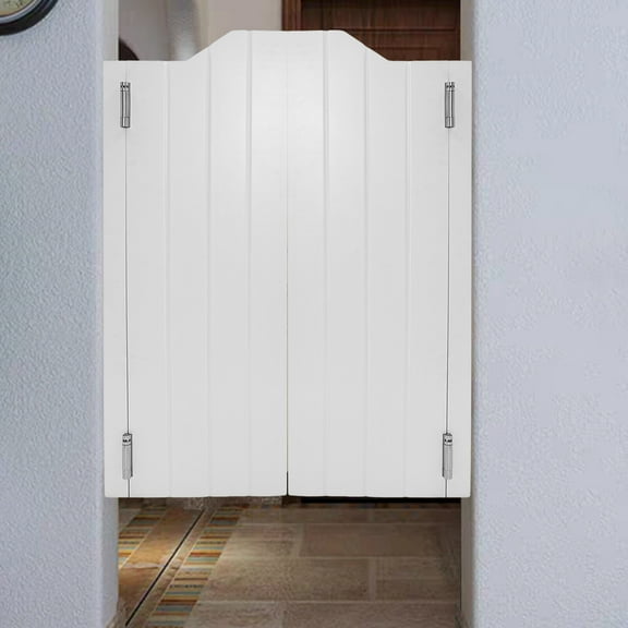 Modern Swing Door Set, 76x106.5cm Wood Frame, 3.5cm Thick Gravity Return Hinges, Noiseless 180° Opening, Quick Assembly for Retail Stores & Corridors