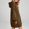 thumbnail image 5 of Karymi Summer Dress Solid Oversized Hoodie Dress, V Notch Neck Lantern Puff Long Sleeve Kangaroo Pocket Elastic Hem Sweatshirt Tunic Dress, 5 of 8