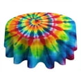 thumbnail image 4 of Colorful Tie Dye Rainbow Pattern Round Tablecloth 60"x60",Wrinkle Wipeable Table Cloth for Kitchen Dining Room Picnic Patio Party, 4 of 6