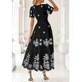 thumbnail image 5 of PRETTYGARDEN Boho Dresses for Women Summer Spring Casual Floral Short Sleeve V Neck Maxi Elastic Waist Dress Pockets, 5 of 9