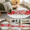 thumbnail image 6 of Valentine's Day Washable Round Area Rug 6 ft, Red Stripe Plaid Heart Rose Petals Grey Plaid, Soft Non Slip Rugs Stain Repellent Indoor Felt Carpet for Living Dining Room Bedroom Home Office, 6 of 9