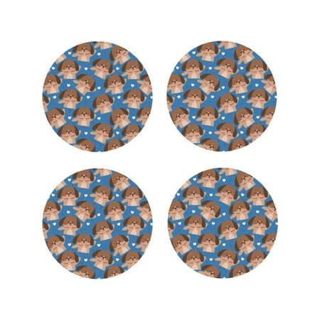 

Leather Coasters with Heat-resistant for Drinks Cute Dog Puppy Hi -标题2 Round Shape