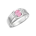 thumbnail image 3 of RYLOS Men's Rings Sterling Silver Classic 7X5MM Oval Gemstone & Diamond Ring Pink Ice October Birthstone Rings For Men, Silver Rings, Size 9, 3 of 7
