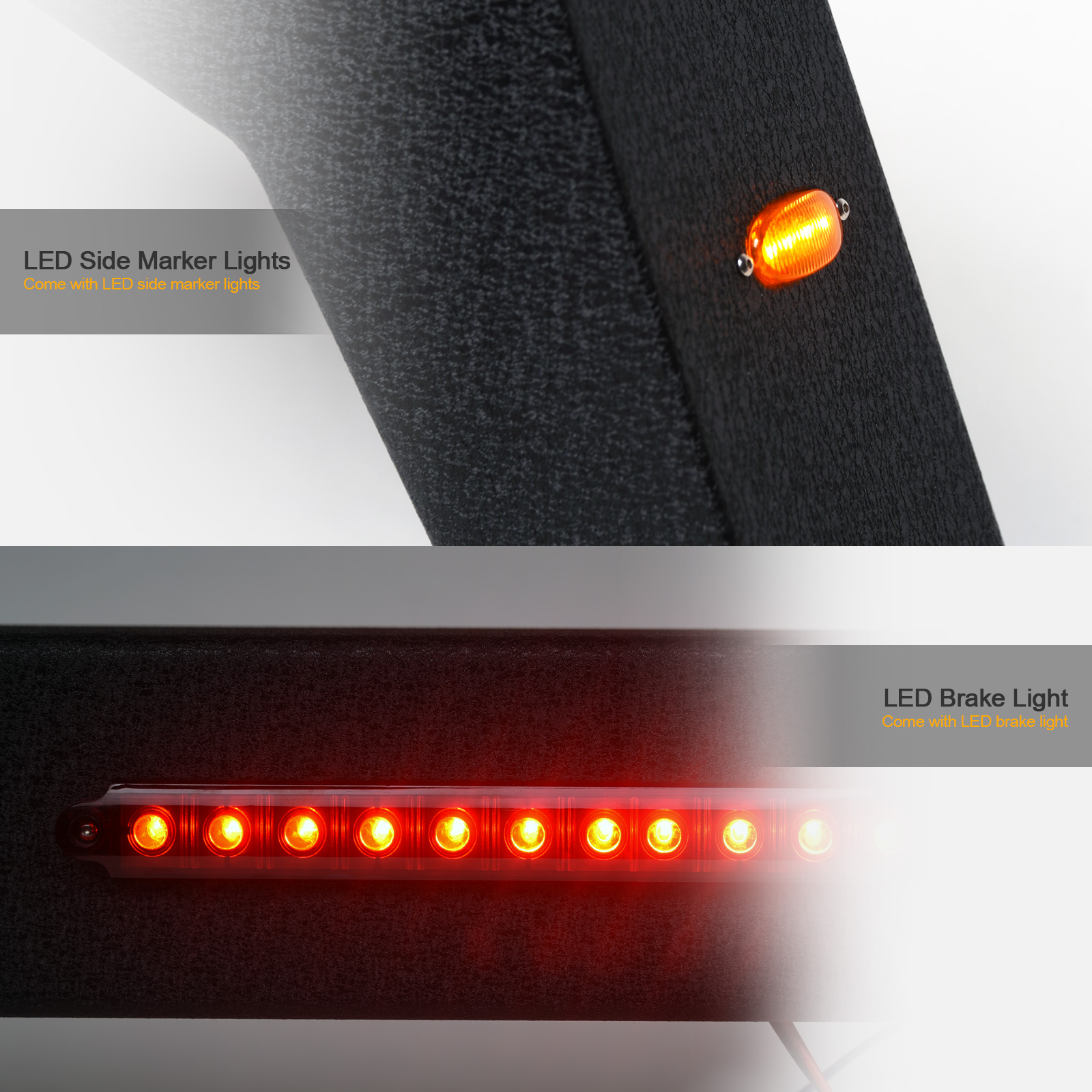 GTRacers Adjustable Chase Rack Roll Bar For Pickup Trucks – Textured Black With Brake Lamp & LED Amber Lights V2