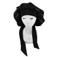 thumbnail image 2 of KGJQ Satin Non-Slip Imitation Silk Sleep Cap with Tie Band, Black, 2 of 8