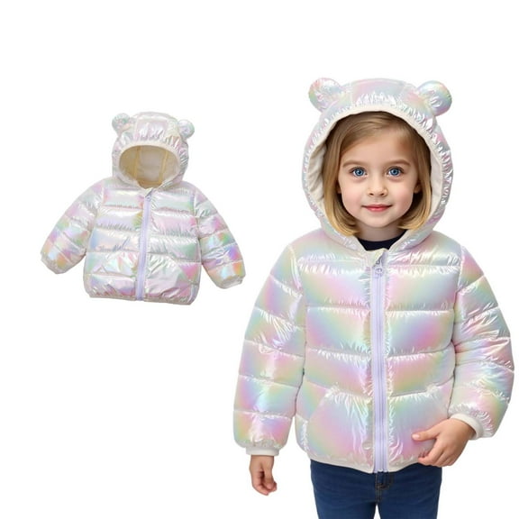 Toddler Girls Winter Coat Kids Puffer Jacket Full-Zip Long Sleeve Kids Warm Winter Coat Outerwear Warm Hooded Outdoor Coats Toddler Boys Jacket 3-4 Years