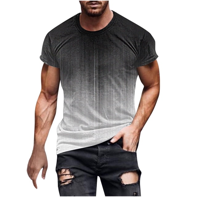 Camisetas de Manga Larga para Hombres Imprimir Camiseta de Cuello Redondo, Top de Manga Corta Casual para la Primavera Y el Verano