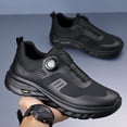 thumbnail image 5 of Men's Black Breathable Rotating Button Sneakers - Low-Top All-Black Sneakers with Thick Rubber Sole for Running, Gym, & Casual Wear - Round Toe Design for all-Season (Durable & Lightweight), 5 of 7