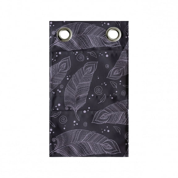 Feather Hanging Pocket Organizer, Repetitive Zentangle Romantic Purple Tone Paisley Look Illustration, Printed Polyester Storage Bag with Pockets, 9" x 16", Pale Eggplant Lilac