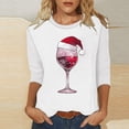 thumbnail image 2 of asdoklhq Christmas Womens Sweaters Women's Fashion Tees Casual Crewneck 3/4 Sleeve Loose T Shirt Ladies Blouses Shirts Multicolor XL, 2 of 4