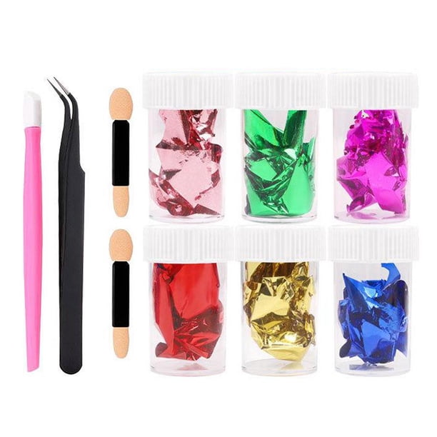 6 Paquetes de Decoración de Uñas, de Papel de Aluminio, Brillo de Uñas, de Sirena, Lentejuelas para Uñas con Pinzas Y Bolígrafo Tipo 2