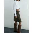 thumbnail image 3 of Arvbitana Women's Solid Color Crop Shirt Long Sleeve Turn-down Collar Button Show Navel T-shirt with Pockets Ladies Slim Fit Tops for Streetwear, 3 of 5