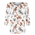 thumbnail image 4 of JINMGG Fall Tops for Women Women's Fashion Printed Loose T-Shirt 3/4 Sleeves Blouse Round Neck Casual Tops White M, 4 of 5