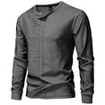 thumbnail image 2 of Men's Thermal Shirt Long Sleeve Quarter Button Crewneck Pullover Loungewear Dark Gray M, 2 of 8