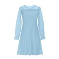 thumbnail image 3 of SuTry Girls' A-Line Mesh Dress Trendy Cozy Soft Fabric Long Sleeve Round Neck Skirt Elegant Style for Party Dance Graduation(Light Blue#1,5 Years), 3 of 8