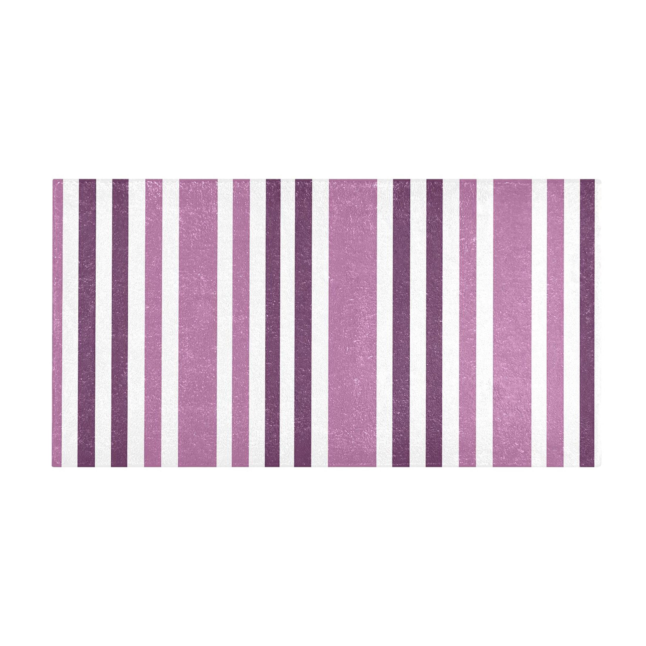Dailycode Aubergine and White Stripes Bathroom Rugs Non Slip Absorbent Soft Plush Quick Dry Bath Mat, 39"x20"
