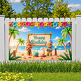 thumbnail image 4 of Decorative Design Tropical Birthday Banner Colorful Theme Party Decoration Birthday Decor Celebration Banner for Beach Party Luau Celebration Kids Party, 4 of 7
