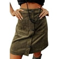 thumbnail image 3 of ZANKLEY Womens Corduroy Skirts Spring  Summer Fall Winter High Waisted Button Down A-line Short Mini Skirt with Pockets, 3 of 5