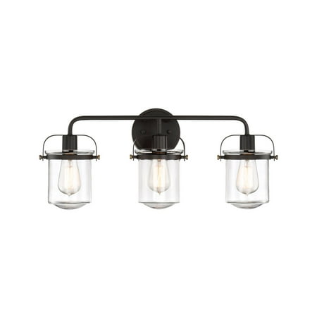 

Oil Rubbed Bronze Tone Finish Bathroom Vanity 24 Wide A19 Bulb 3 Light Fixture