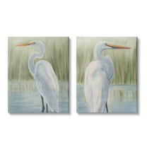 Stupell Industries Egrets in Marshland Animals & Insects Painting Gallery Wrapped Canvas Print Wall Art, 16 x 20, Set of 2