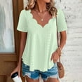 thumbnail image 6 of ZHENHONG T Shirts for Women,Casual Solid Color V Neck Tops Comfortable Breathable Short Sleeve Blouses,Green Women Blouses, 6 of 6