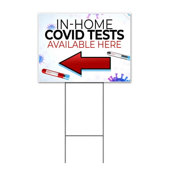 In-Home Virus Test Available Left (18" x 24") Yard Sign, Includes Metal Step Stake