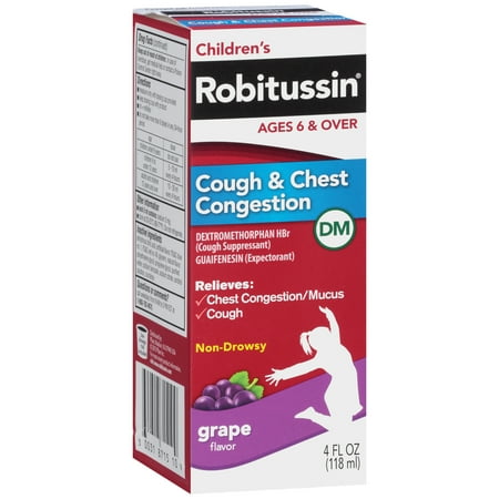 Robitussin Children's Cough & Chest Congestion Non-Drowsy Grape Flavor, 4.0 FL (Best Robitussin To Get High)